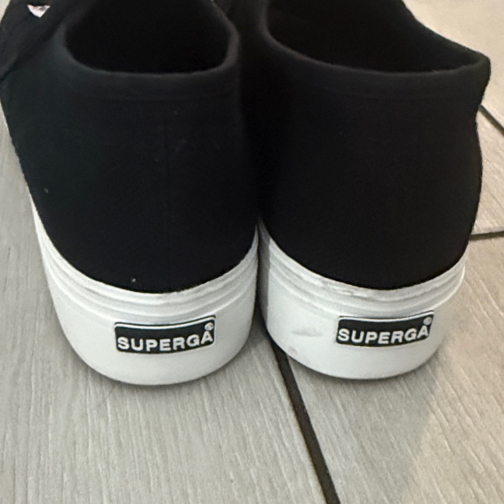 Superga Classic Black platform Sneakers with White Soles - Picture 5 of 6